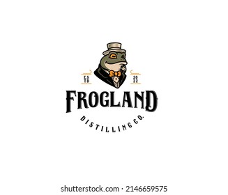 Frog mascot liquor logo illustration