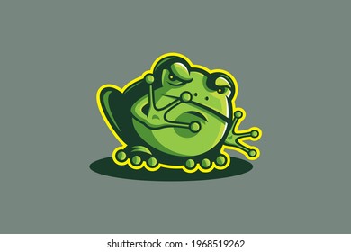 The frog mascot logo with a cute expression is very suitable for brand logos, your business logos, it can also be used for t-shirts, etc.