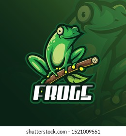 frog mascot logo design vector with modern illustration concept style for badge, emblem and tshirt printing. funny frog illustration.