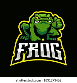 Frog mascot logo design vector with modern illustration concept style for badge, emblem and t shirt printing. Toad gives a thumbs up for e-sport team
