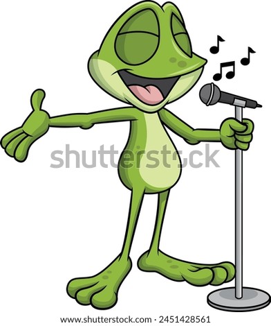 Frog mascot singing vector illustration