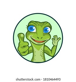 Frog Mascot in Thumb Up Pose Round Emblem