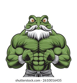 frog mascot vector illustration muscular frog design