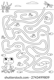 Frog maze graphic black white sketch vertical illustration vector 