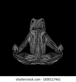 A frog meditating in illustration art