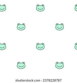 Frog muzzle. Toad character is in doodle style for designing baby clothes. Hand drawn seamless pattern with cartoon bear. Bohemian nursery print. Kids design texture for pajamas. Vector illustration