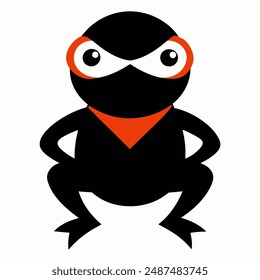 Frosch Ninja Vektorgrafik mit einem lebendigen, verstohlenen Frosch in einer Ninja-Pose, mit dynamischen Farben und scharfen Details, perfekt für einzigartige und verspielte Designs.