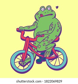 Frog on bicycle vector cartoon
