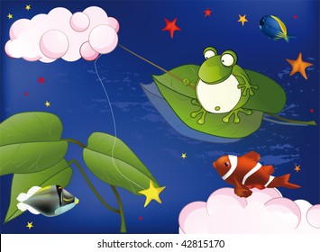 frog on fishing