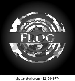 Frog on grey camo texture