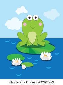 Frog On A Lily Pad