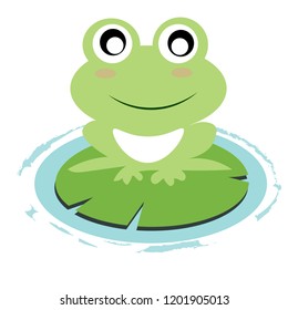A frog on a lotus leaf.