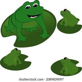 frog on lotus leaf talking to chat vector illustration amphibians cartoon