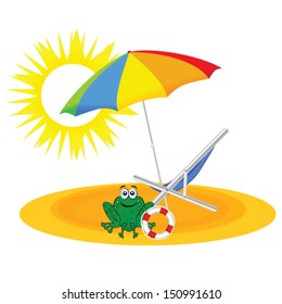 frog on the paradise beach vector illustration
