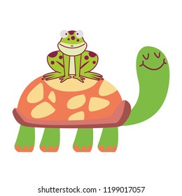Frog on turtle cartoons