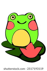 frog on a water lily. color illustration