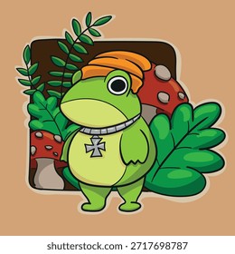 Rana con sombrero naranja, ilustración de personaje