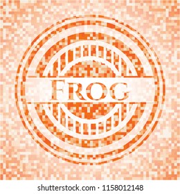 Frog orange mosaic emblem with background