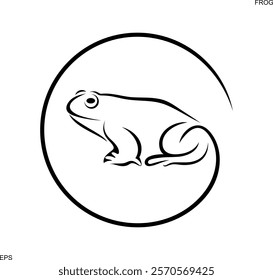 Frog outline. Abstract frog on white background. Bufo Common European Toad