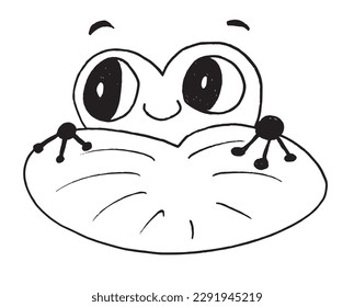 Frog outline illustration vector image. 
Hand drawn frog image artwork. 
Simple cute original logo of a monochrome frog.
Hand drawn vector illustration for posters, cards, t-shirts.