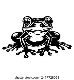 Frog outline and symbols. Dark level variety basic exquisite white foundation Frog animal vector and silhouette icon.