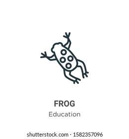 Frog outline vector icon. Thin line black frog icon, flat vector simple element illustration from editable education concept isolated on white background