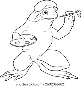 Frog Painter Paint brush Painting Animal Vector Graphic Art Illustration