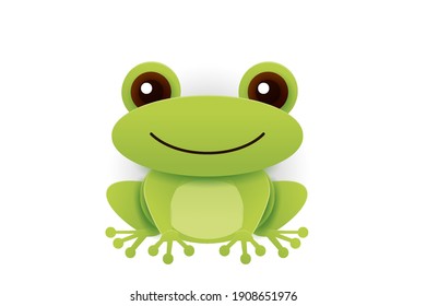 Frog paper craft of animals, vector art and illustration. Teaching materials concept