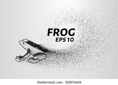Frog of particles. The frog consists of circles and points. Silhouette frog sway with the wind part.