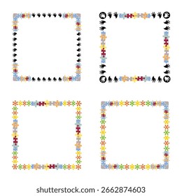 Rã e moldura de padrão. Design de layout vertical. Borda de canto decorativo.