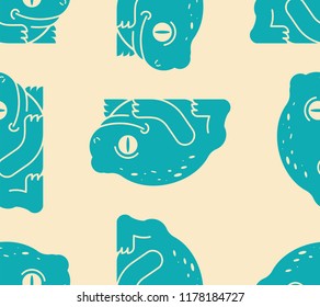 Frog pattern seamless. toad background Vector. anuran ornament
