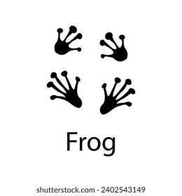 Frog paw print black isolate on white background .African animal vector illustration, wild animal doodle style for different design uses , 