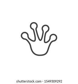 Frog paw print line icon. linear style sign for mobile concept and web design. Toad footprint outline vector icon. Symbol, logo illustration. Vector graphics