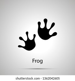 Frog paws, steps imprints, simple black silhouette on gray