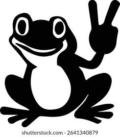 frog Peace Sign on white background