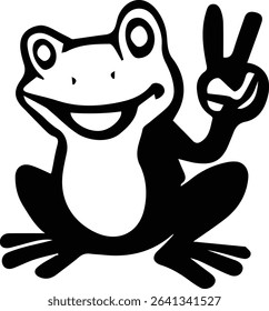 frog Peace Sign on white background