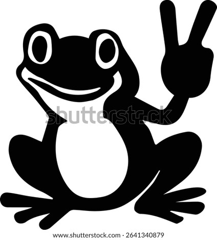 frog Peace Sign on white background