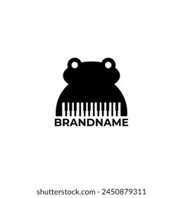Frog piano logo simple design template. Flat illustration of frog piano vector icon for web design. 