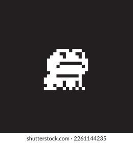 Frog in pixel art - Cute kawaii style pixel froggy in retro 1-bit game style - used for presentations, logo, stickers, icons, and can be applied to t-shirt screen printing