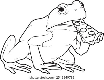 Frog Pizza Animal Vector Graphic Art Illustration