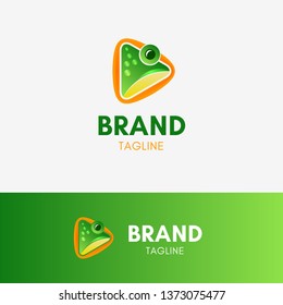 Frog Play Logo template element symbol with green shiny color