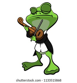 Frog playing Classical Music With Violin Cartoon Vector