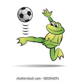 frog playing with football in color-vector drawing