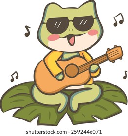 Frog Playing Guitar with Sunglasses