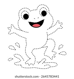 Sapo Jogando em Puddles Contorno para Colorir Página