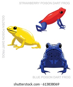 Frog Poison Dart Frog Set Cartoon Vector Illustration