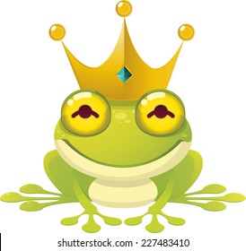 The frog Prince Fairy Tale vector illustration, with crown.