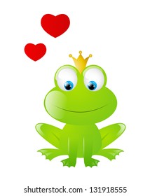 Frog prince isolated on white