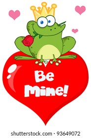 Frog Prince On A Red Heart