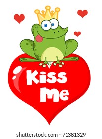 Frog Prince Over Red Heart
